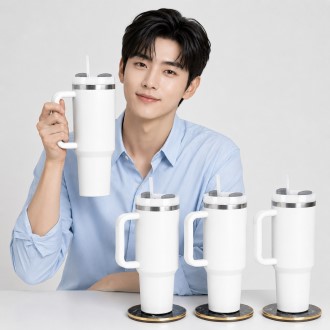렉사 대용량 1200ml 손잡이 빨대 텀블러